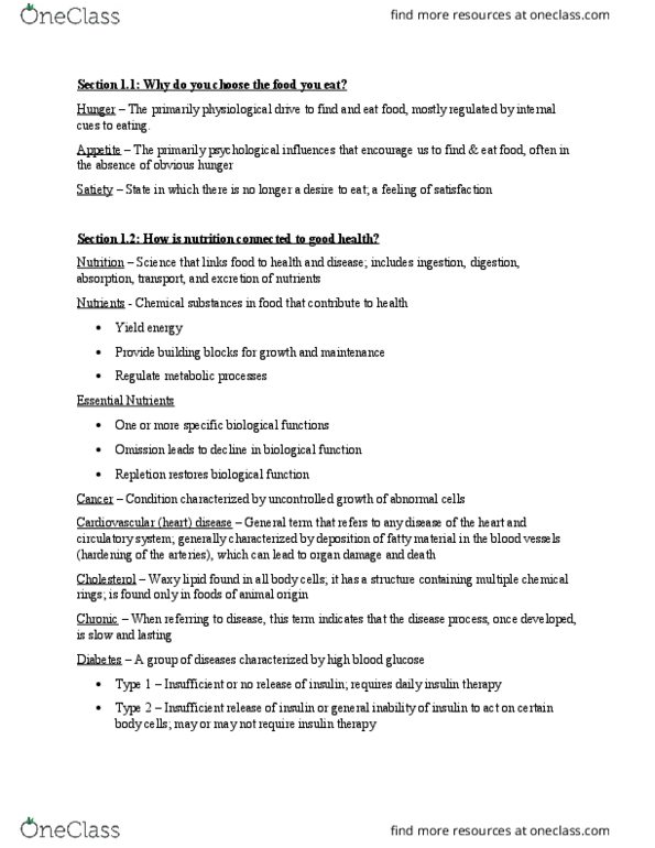 HUMNNTR 2210 Lecture Notes - Lecture 2: Cardiovascular Disease, Blood Sugar, Food Energy thumbnail