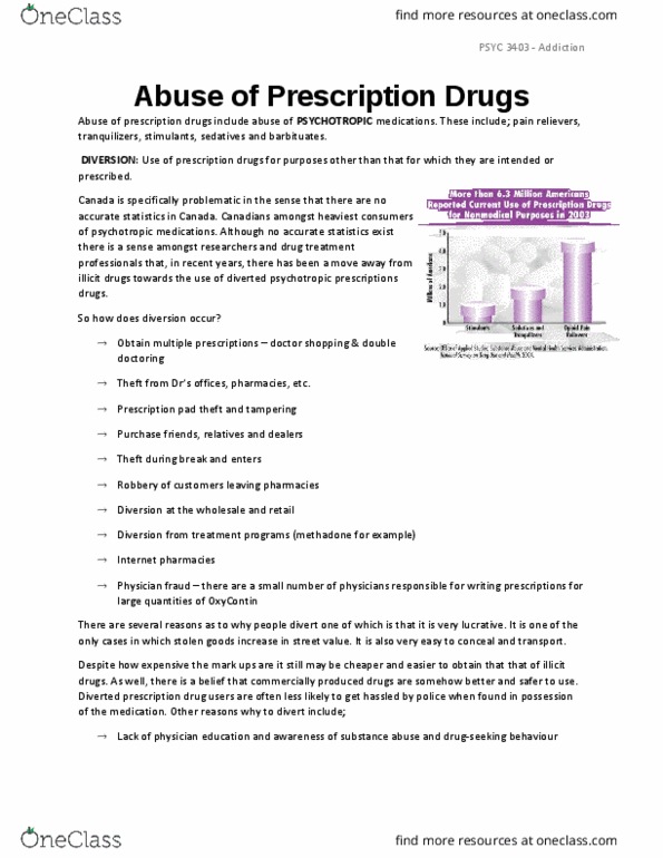 PSYC 3403 Lecture Notes - Lecture 10: Prescription Drug, Doctor Shopping, Psychoactive Drug thumbnail
