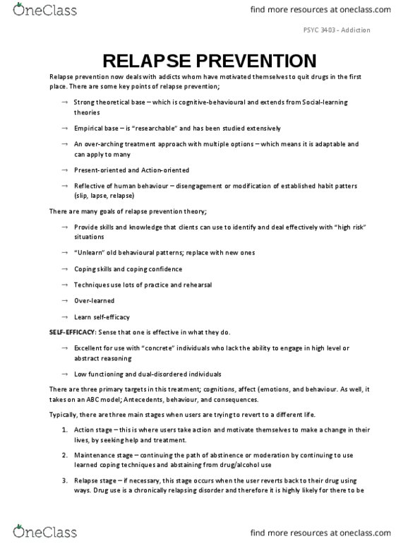 PSYC 3403 Lecture Notes - Lecture 16: Relapse Prevention, Cognitive Therapy, Serial Line Internet Protocol thumbnail
