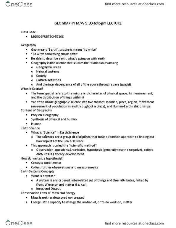 GEOG 1113 Lecture Notes - Lecture 1: Conservation Law, Discovery Digital Networks, Scientific Method thumbnail