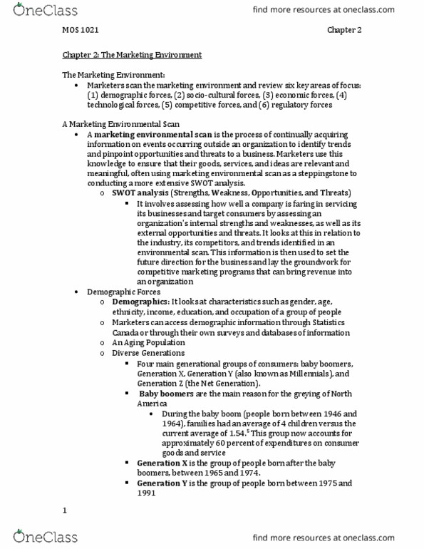 Management and Organizational Studies 1021A/B Chapter Notes - Chapter 2: Minority Group, Swot Analysis, Generation Z thumbnail