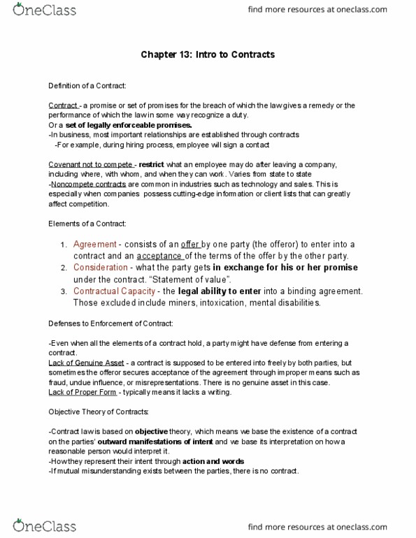 ARE 18 Chapter Notes - Chapter 13-20: Contract, Estoppel, Posting Rule thumbnail