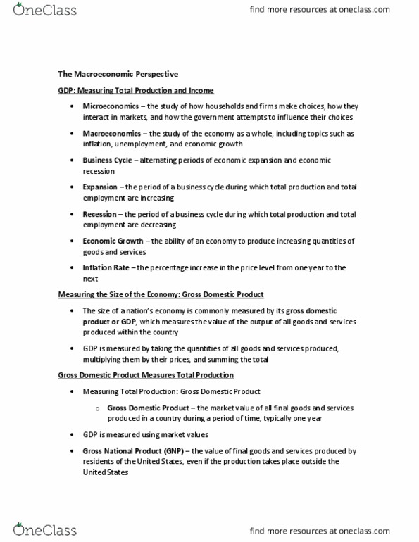 ECON 13 Lecture Notes - Lecture 3: Business Cycle, Gdp Deflator thumbnail