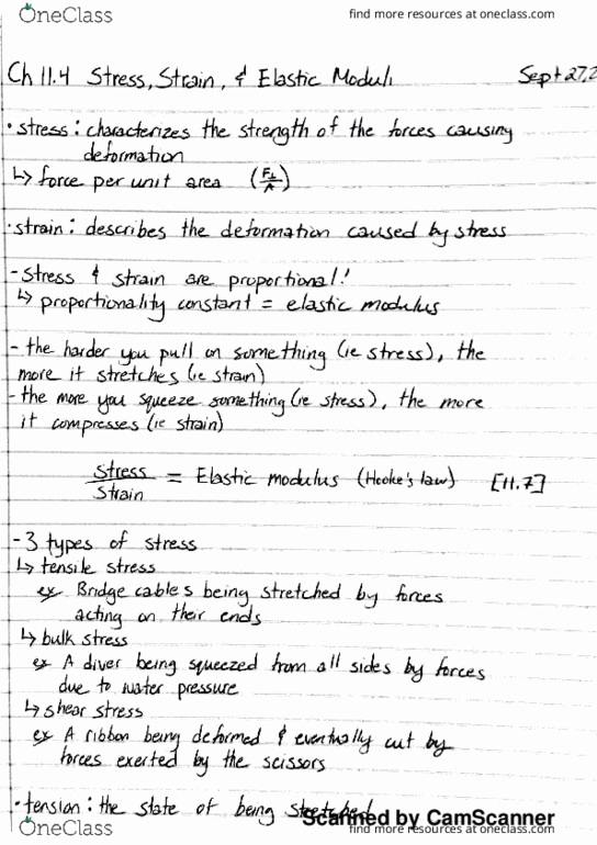 PHYS 157 Chapter 11.4: Stress, strain, and elastic moduli thumbnail