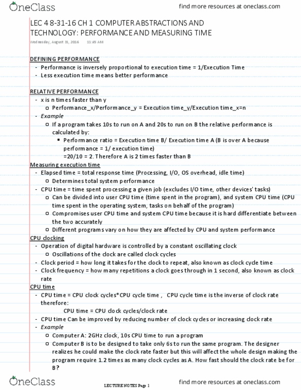 CSCE 2214 Lecture Notes - Lecture 4: Digital Electronics, Clock Rate, Industry Standard Architecture thumbnail