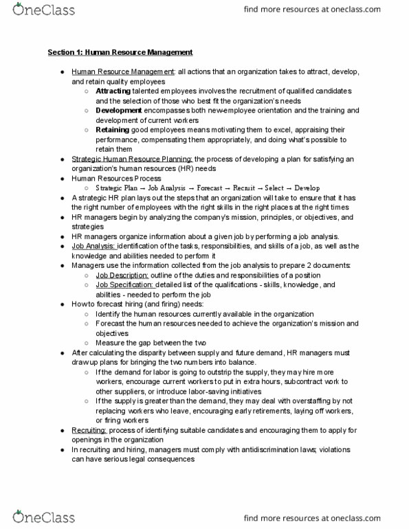 BUSN 1101 Chapter Notes - Chapter 7: Civil Rights Act Of 1964, Job Analysis, Elementary And Secondary Education Act thumbnail