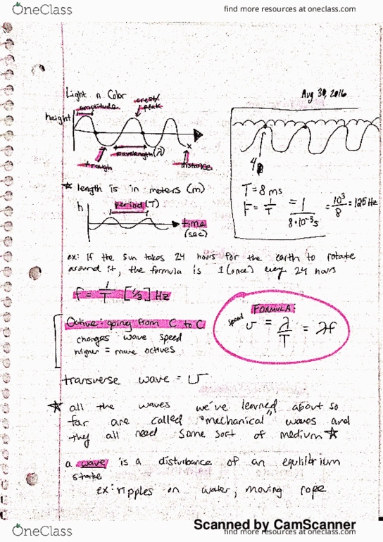 PHYS 1230 Lecture 3: Light and Color Notes Aug 30 thumbnail