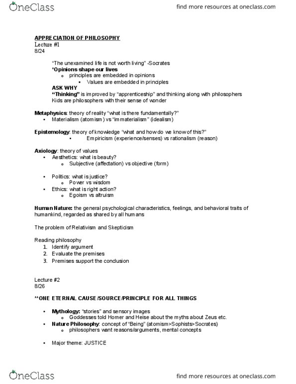 PHIL 100 Lecture Notes - Lecture 1: Egotism, Empiricism, Relativism thumbnail