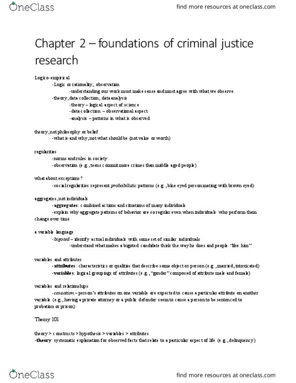 CRIM 220 Lecture Notes - Lecture 2: Statistical Hypothesis Testing, Nomothetic, Deductive Reasoning thumbnail