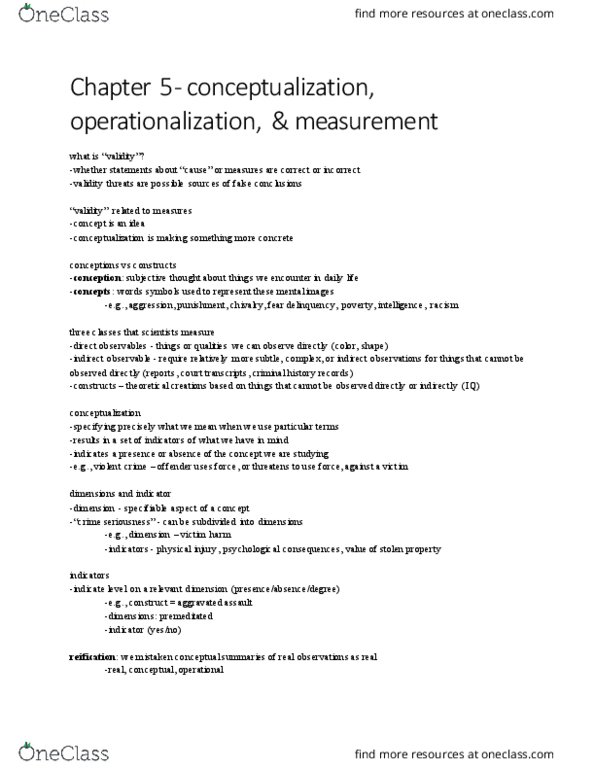 CRIM 220 Lecture Notes - Lecture 4: Operational Definition, Construct Validity, Trait Theory thumbnail