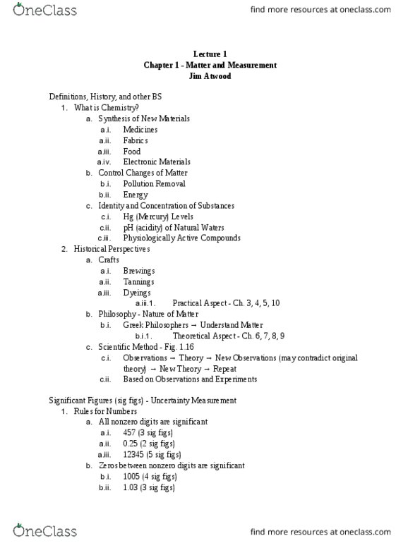 CHE 101 Lecture Notes - Lecture 1: Significant Figures, Fokker E.Ii thumbnail