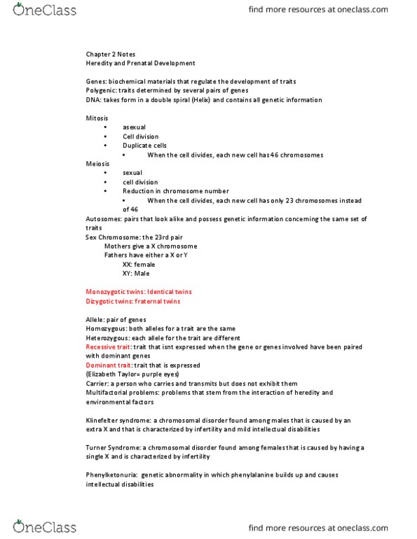 DEP 2004 Lecture Notes - Lecture 2: Mitosis, Antibody, Fetal Alcohol Spectrum Disorder thumbnail