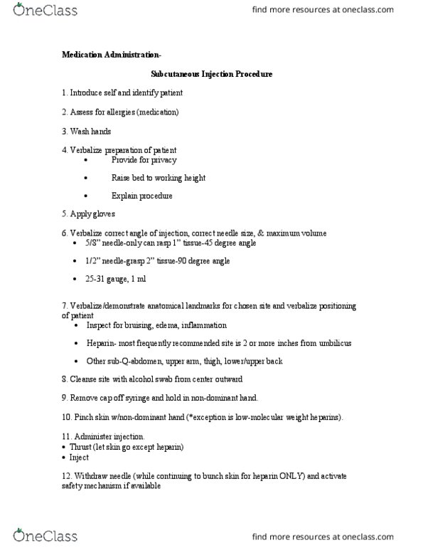 NUR 324 Lecture Notes - Lecture 3: Heparin, Sharps Waste thumbnail