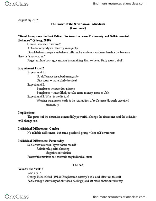 PSY 210 Lecture Notes - Lecture 3: Likert Scale, 18 Months, Egocentrism thumbnail