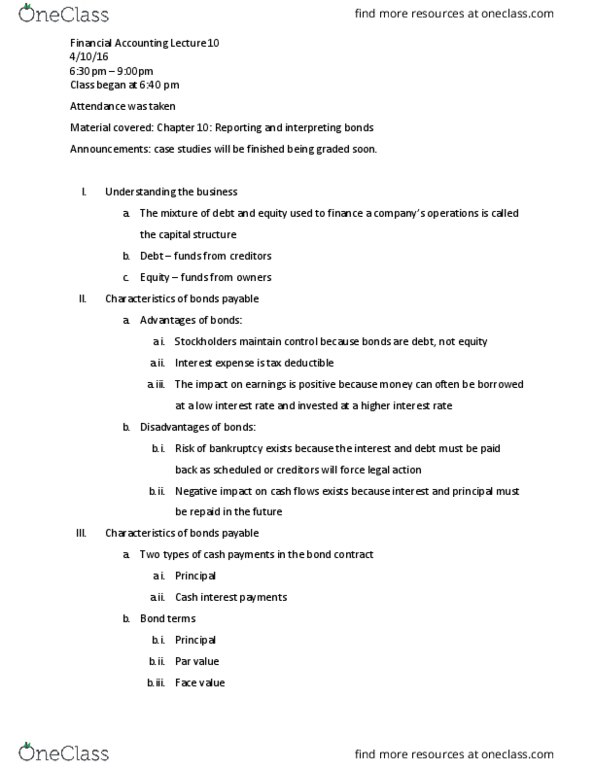 BUSACC 0030 Lecture Notes - Lecture 10: Effective Interest Rate, Capital Structure, Interest Expense thumbnail