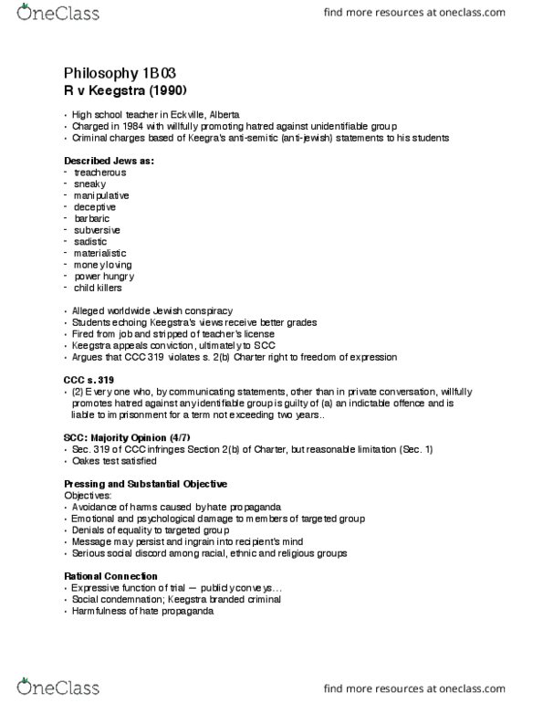 PHILOS 1B03 Lecture Notes - Lecture 10: Eckville, Indictable Offence, Mens Rea thumbnail