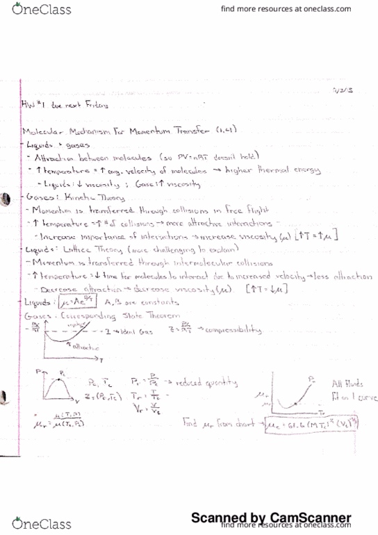 EN.540.303 Lecture 3: Molecular Mechanism for Momentum Transfer and Shell Balance Approach to Fluid Mechanics-Kinetic Theory, Lattice Theory, Corresponding State Theorem, Laminar/Turbulent Fluid Flow, Falling Film Example thumbnail
