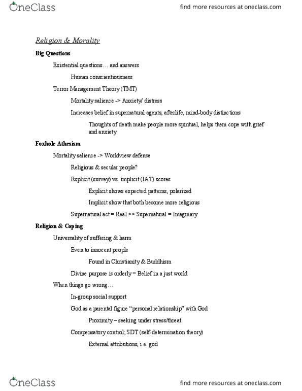 PSYC 221 Lecture Notes - Lecture 8: Cultural Evolution, Terror Management Theory, Radicalization thumbnail