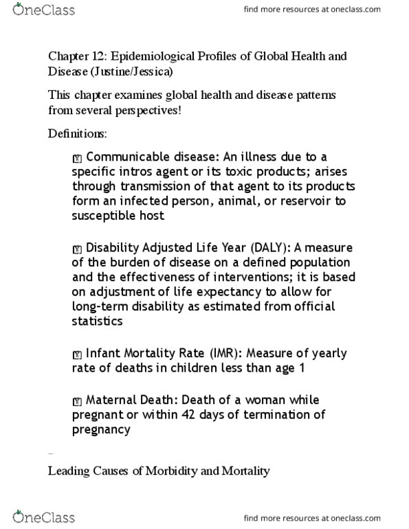 GEOG 1035 Lecture Notes - Lecture 12: Maternal Death, Infant Mortality, Global Health thumbnail