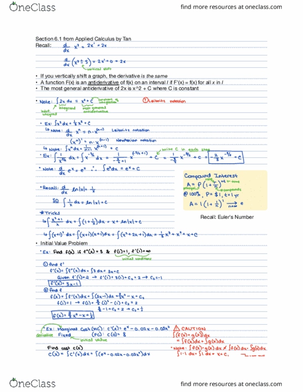 MAC 2234 Lecture Notes - Lecture 1: Antiderivative thumbnail