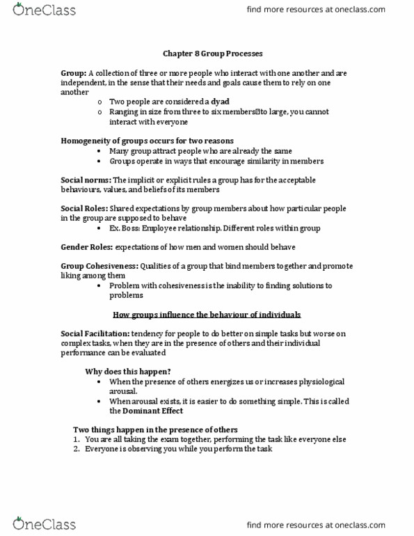 PSYC 2245 Lecture Notes - Lecture 10: Group Cohesiveness, Reciprocal Liking, Interpersonal Attraction thumbnail
