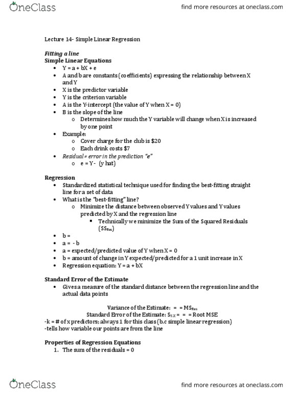 PSYCH 100A Lecture Notes - Lecture 14: Simple Linear Regression thumbnail