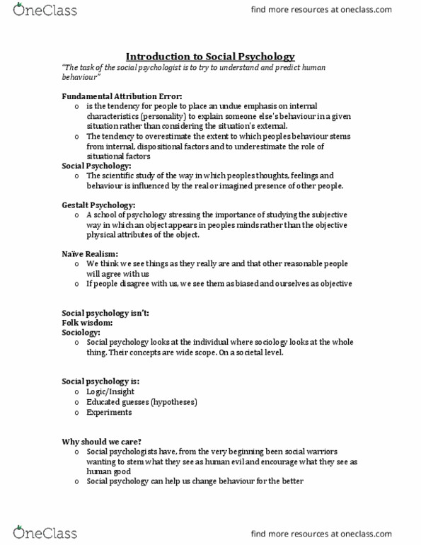PSYC 2245 Lecture Notes - Lecture 1: Empiricism, Fundamental Attribution Error, Gestalt Psychology thumbnail