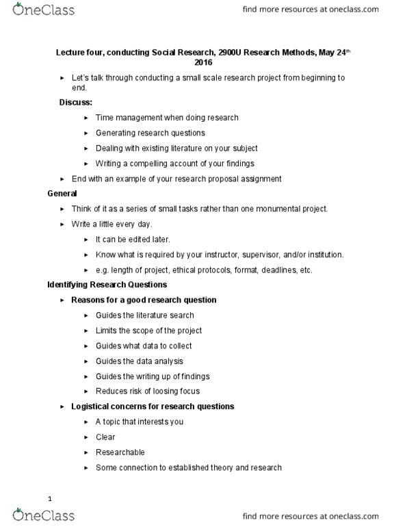 SSCI 2900U Lecture Notes - Lecture 4: Cohort Study, Dependent And Independent Variables, Uniform Crime Reports thumbnail