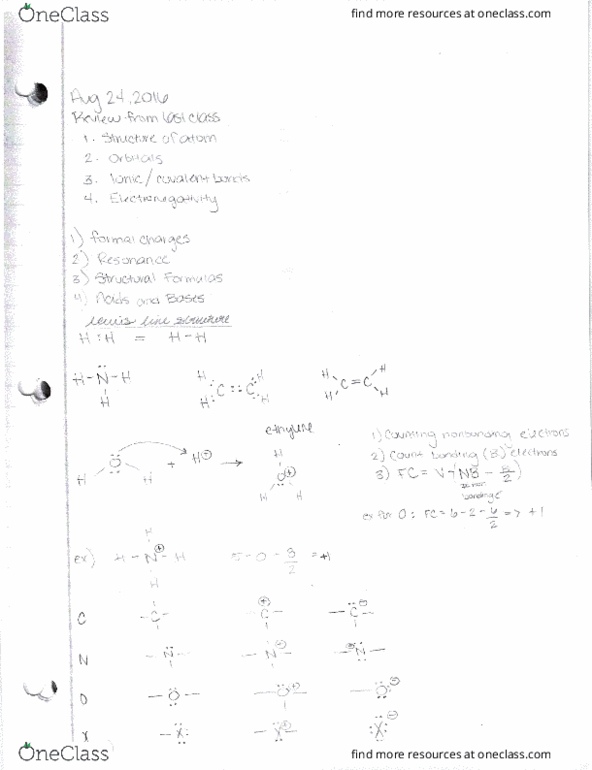 CHEM 3331 Lecture 2: Organic Chem (Formal charges, Resonance, Structural Formulas, and Acids and Bases) thumbnail