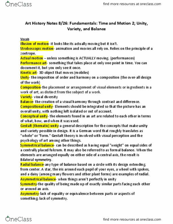 AHS 100 Lecture Notes - Lecture 4: Symmetry In Biology, Gestalt Psychology, Kinetic Art thumbnail
