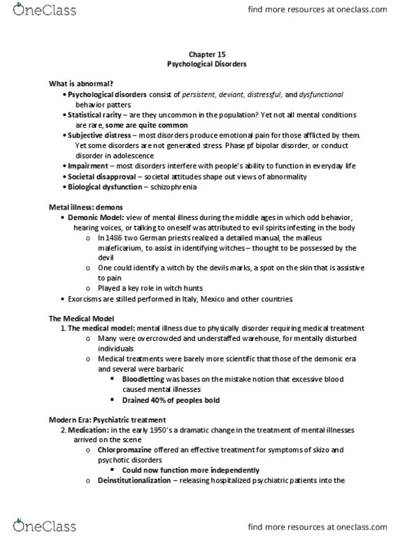 PSYCH 1100 Lecture Notes - Lecture 15: Emotional Expression, Self-Awareness, Psychopathology thumbnail