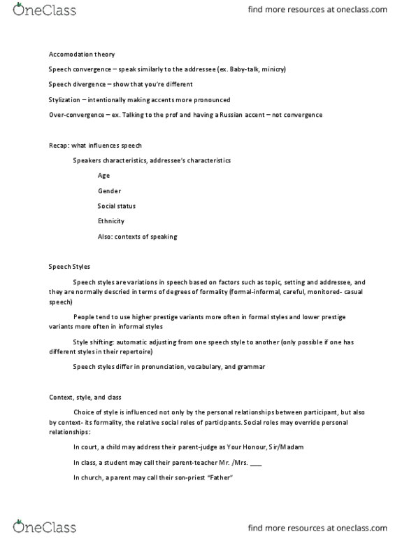 LING 160 Lecture Notes - Lecture 19: Journalese, Phatic Expression, Social Distance thumbnail