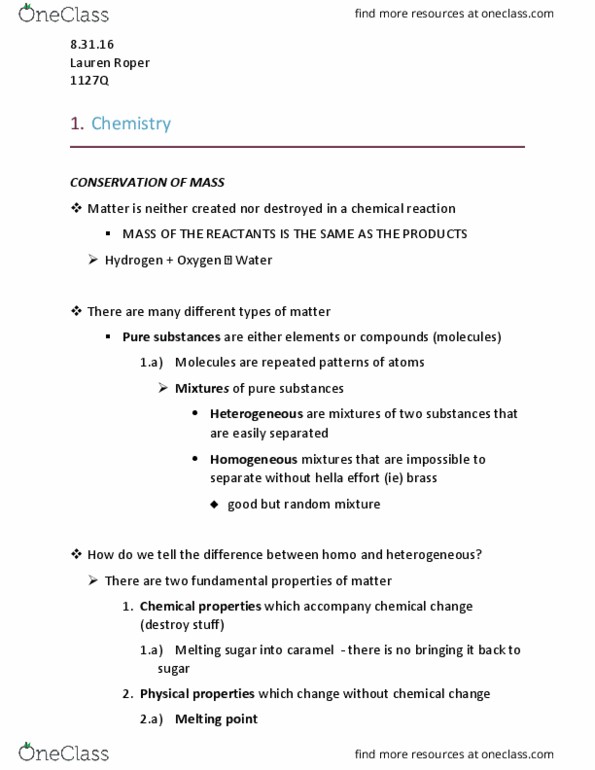 CHEM 1127Q Lecture Notes - Lecture 1: Distillation, Intensive And Extensive Properties thumbnail