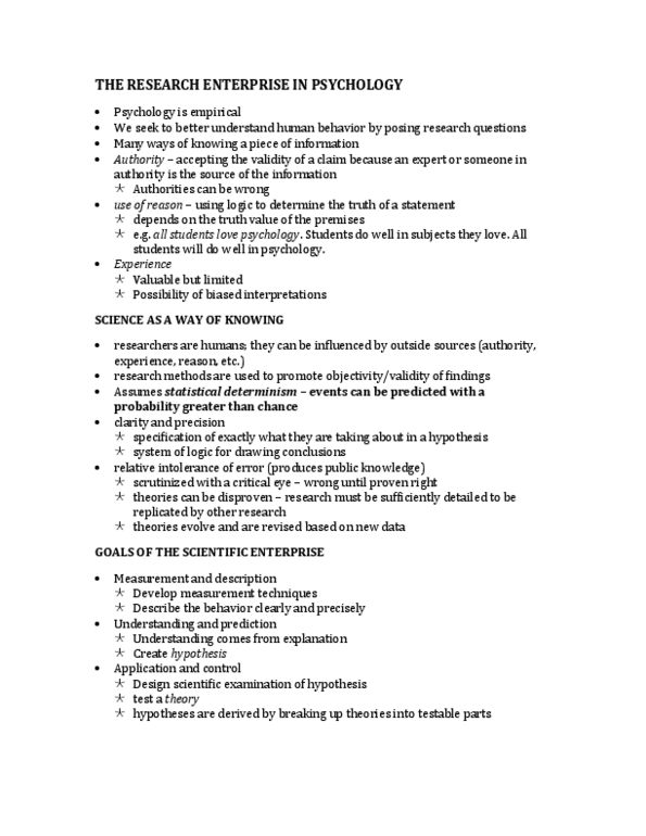 PSYC 2510 Lecture Notes - Confounding, Observer-Expectancy Effect, Statistical Hypothesis Testing thumbnail