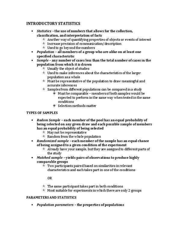 PSYC 2510 Lecture Notes - Descriptive Statistics, Level Of Measurement, Central Tendency thumbnail