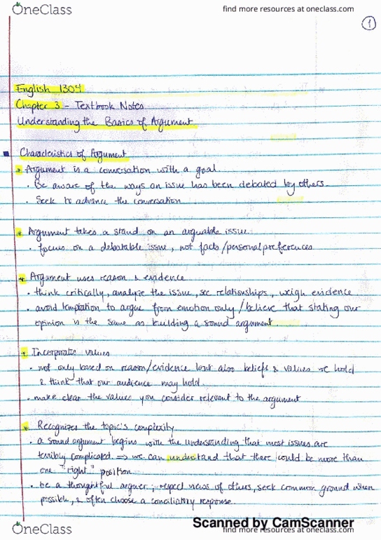 ENGL 1304 Chapter 3: English 1304 -Chapter 3 Brief Notes thumbnail