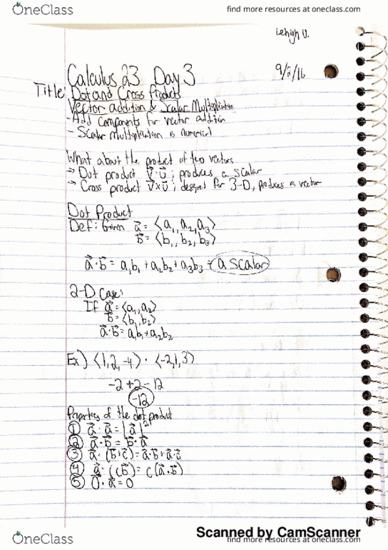 MATH 23 Lecture 3: Calc 3 Notes Day 3 thumbnail