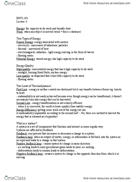 ENVI 101 Lecture Notes - Lecture 4: Gymnosperm, Lichen, Negative Feedback thumbnail