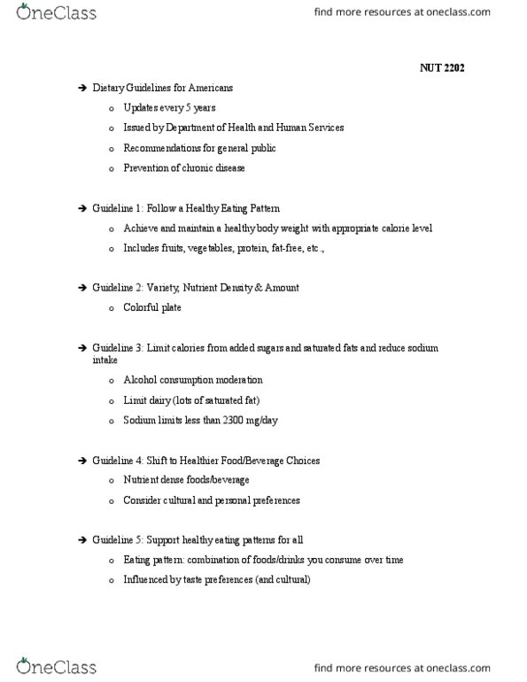 NUT-2202 Lecture Notes - Lecture 5: Saturated Fat thumbnail