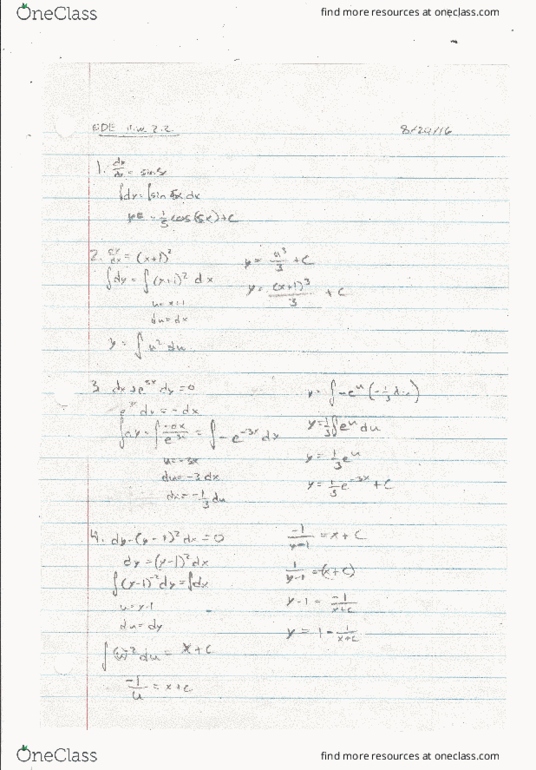 MATH 2306 Chapter 2-2: Sect. 2.2 Seperable Equations HW Worked Out thumbnail