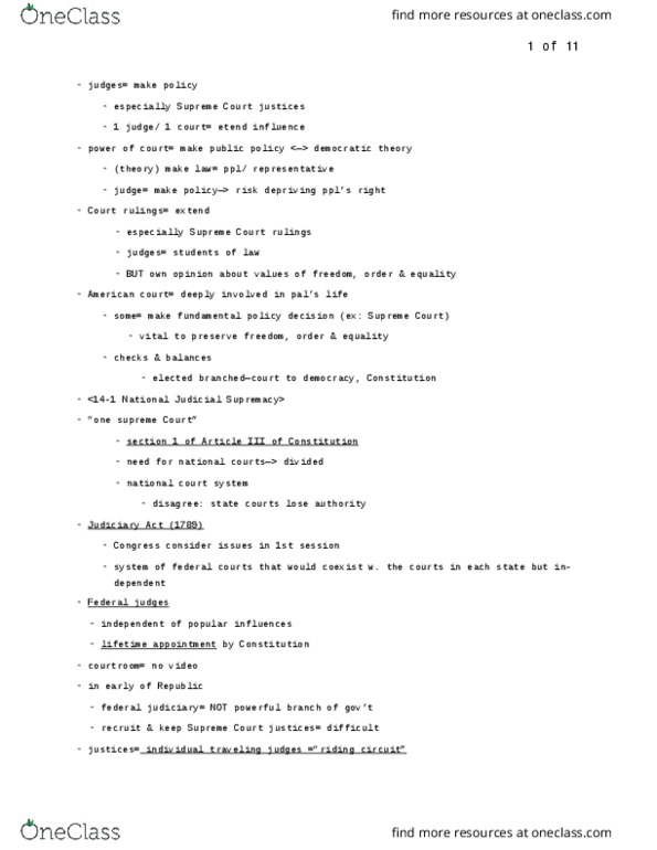 PLSC 2003 Chapter Notes - Chapter 14: American Bar Association, Supreme Court (Japan), United States Senate Committee On The Judiciary thumbnail