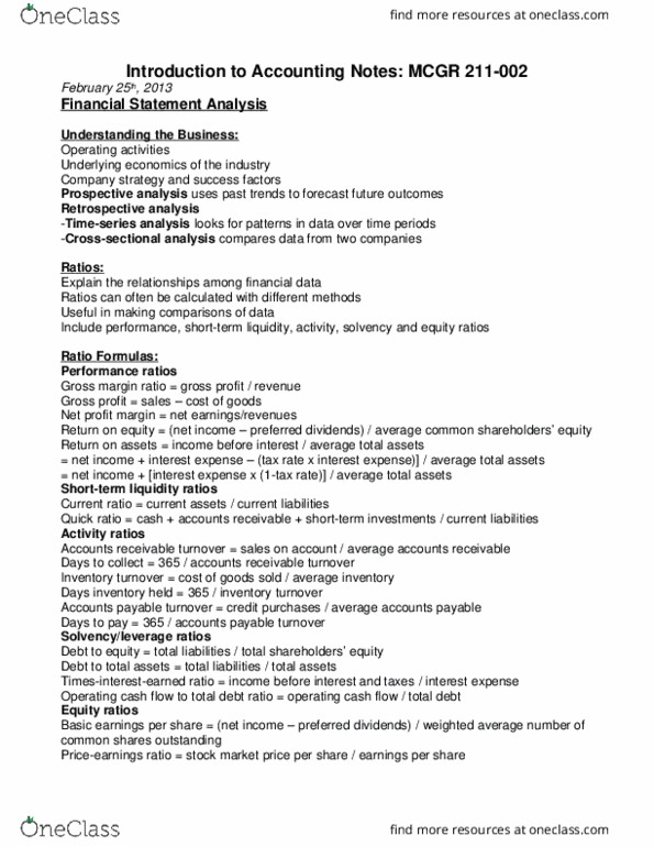 MGCR 211 Lecture Notes - Lecture 15: Current Liability, Inventory Turnover, Operating Cash Flow thumbnail