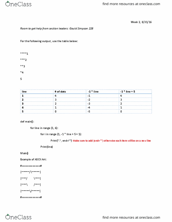 CSC 127A Lecture Notes - Lecture 5: Ascii Art, Negative Number thumbnail