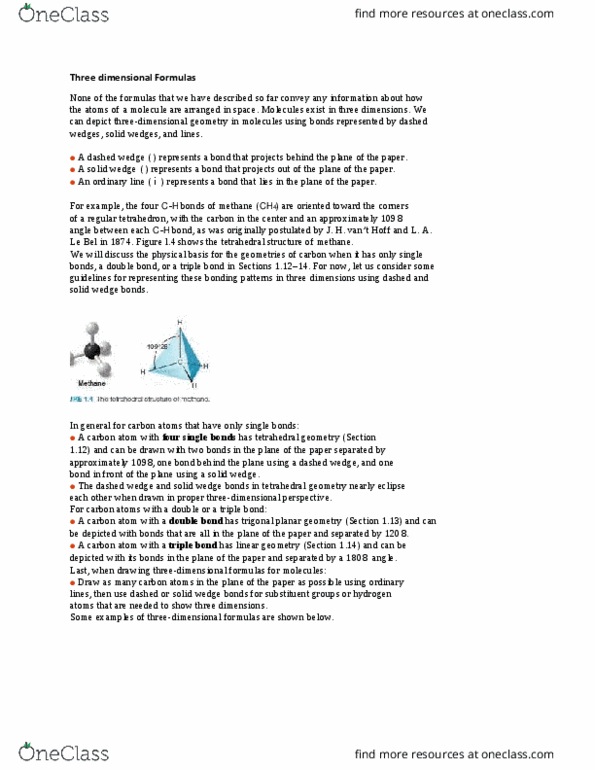 CHEM 212 Chapter Notes - Chapter 1: Trigonal Planar Molecular Geometry, Substituent, Joseph Achille Le Bel thumbnail