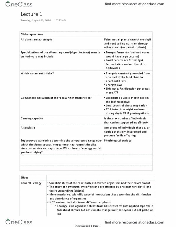 BISC302 Lecture Notes - Lecture 1: Aedes Aegypti, Gastrointestinal Tract, Zika Virus thumbnail