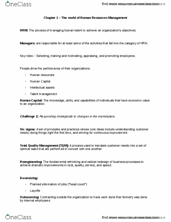 ADMS 2600 Chapter Notes - Chapter 1-4: Trend Analysis, Flextime, Global Sourcing thumbnail