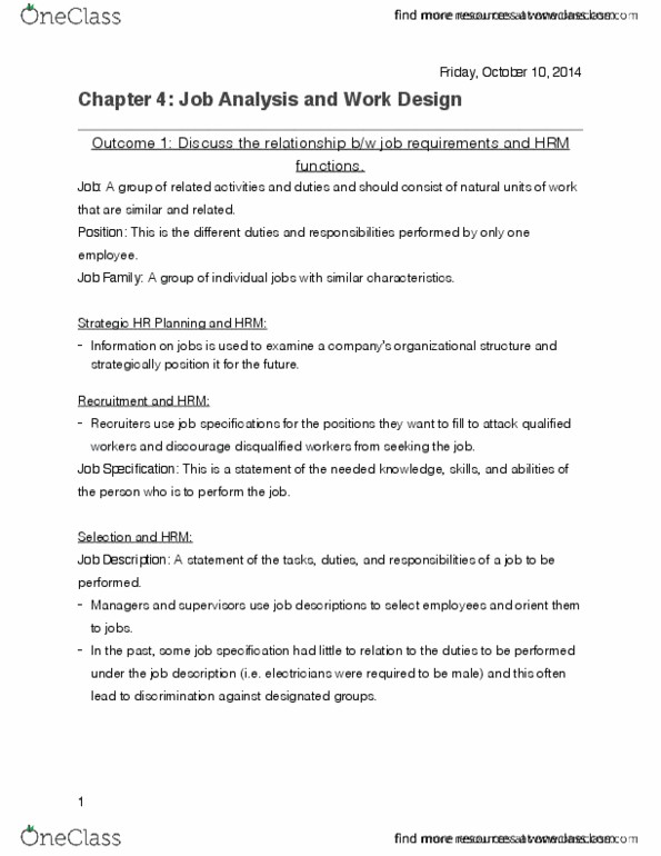 ADMS 2600 Chapter Notes - Chapter 4: Paq, Job Design, Job Analysis thumbnail