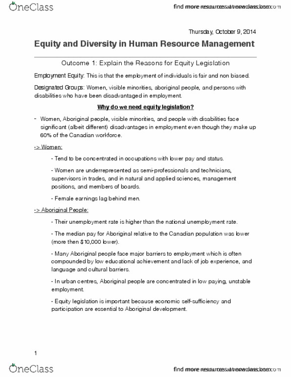 ADMS 2600 Chapter Notes - Chapter 3: Human Resources Development Canada, Canadian Human Rights Act, Equal Pay For Equal Work thumbnail