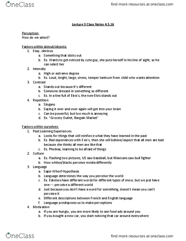 COMM ST 10 Lecture Notes - Lecture 3: Grocery Outlet, Tantrum, Selective Perception thumbnail