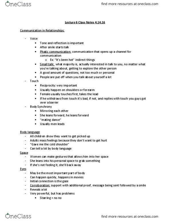 COMM ST 10 Lecture Notes - Lecture 6: Glossary Of French Expressions In English, Small Talk, Basic Fibroblast Growth Factor thumbnail